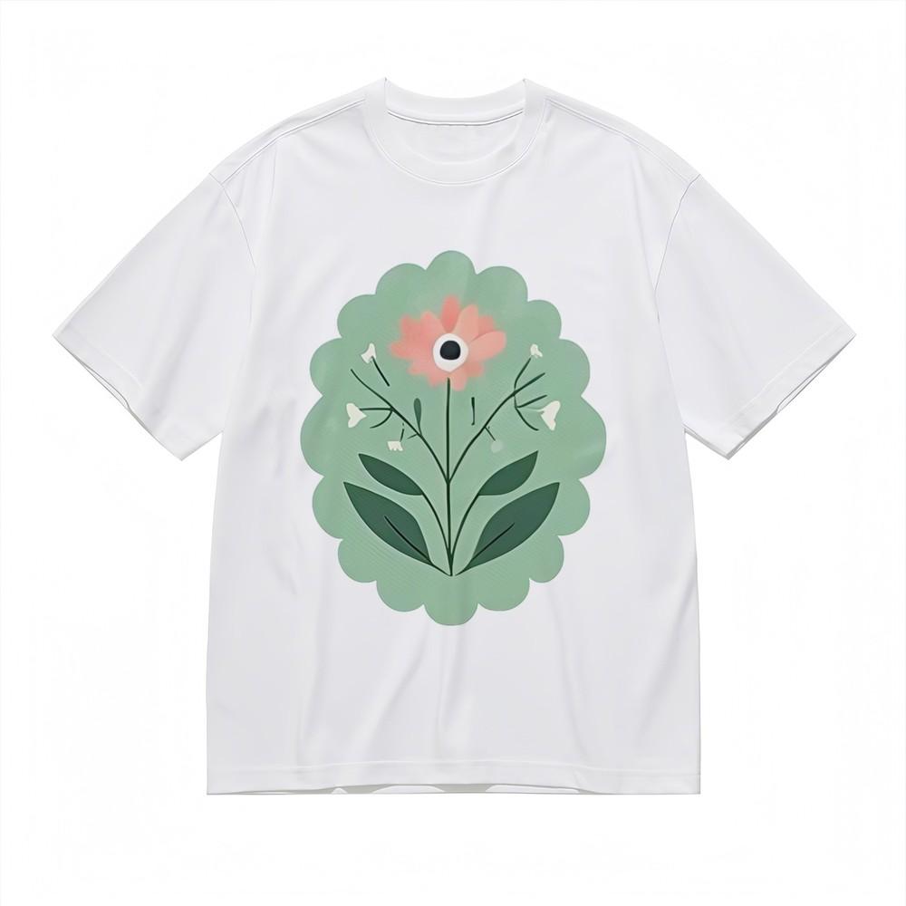 

Women s Soft Breathable All Season Classic T-Shirt Floral With Green Frame Tee XL