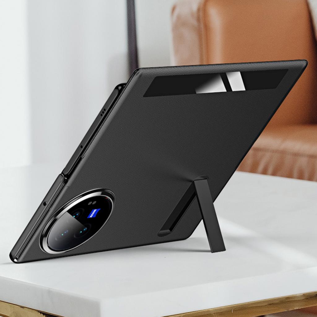 For vivo X Fold3 Magnetic Phone Case View Window PU Leather+PC Cover with Hidden Kickstand