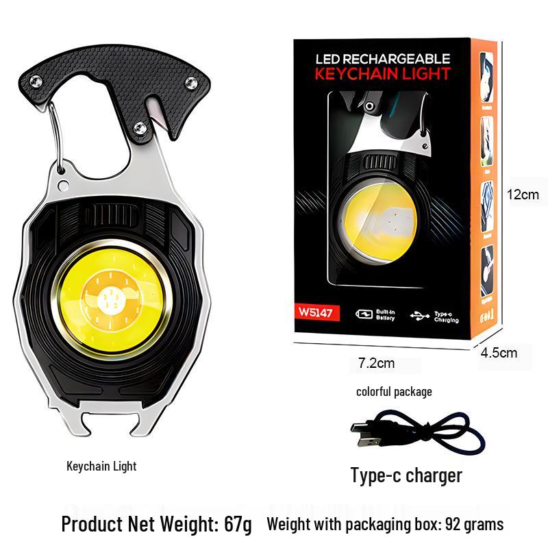 Multifunctional LED Keychain Light: Portable Camping Lighter & Auto Repair Tool