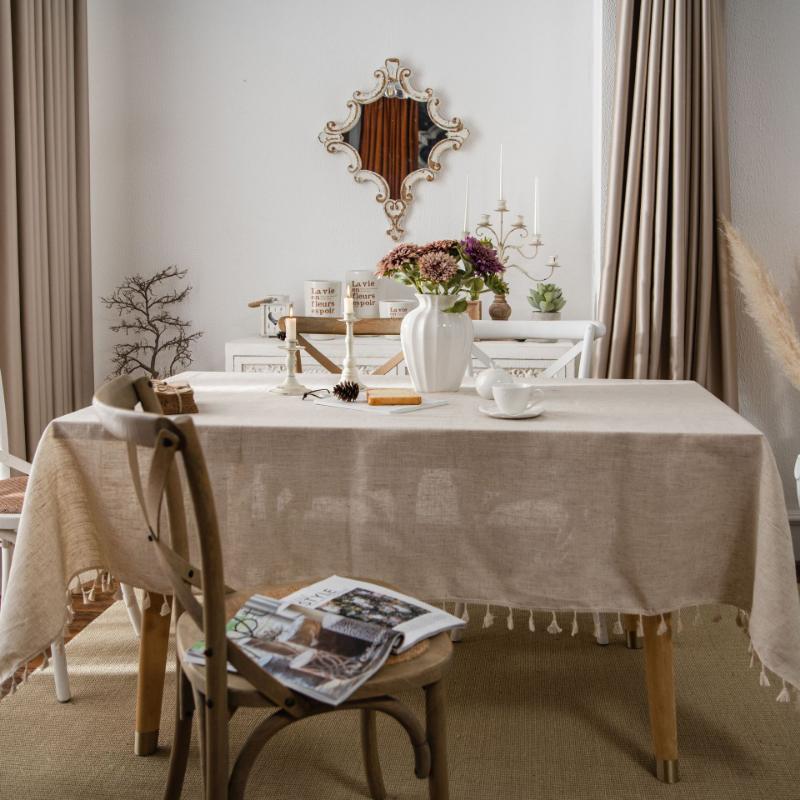 Tassel Table Cloth Linen Cotton Rectangular Tablecloth for Dining Table Coffee Table Cover Wedding Decoration Tapete Mesas