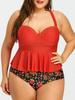 Fashion Woman Summer Sexy Plus Floral Peplum Size Swimsuit Tankini Swimwear For Elegance And Comfort
