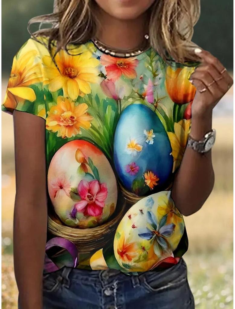 Summer Beautiful Flower 3D Print T-shirts Women Streetwear Casual Fashion Y2k Short Sleeve T Shirt O-neck Tees Tops Clothing