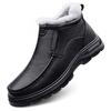 Mens Warm Lined Leather Martin Boots Winter Casual High Top Shoes With Wool Lining Round Toe