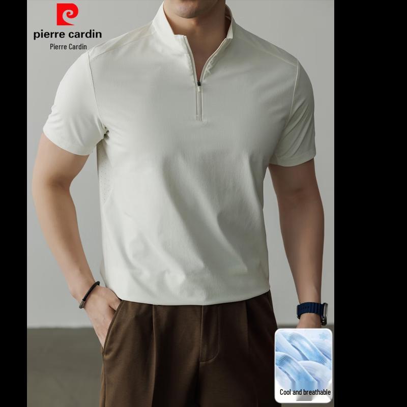 Pierre Cardin Men's Half-Zip Stand Collar Short Sleeve T-Shirt
