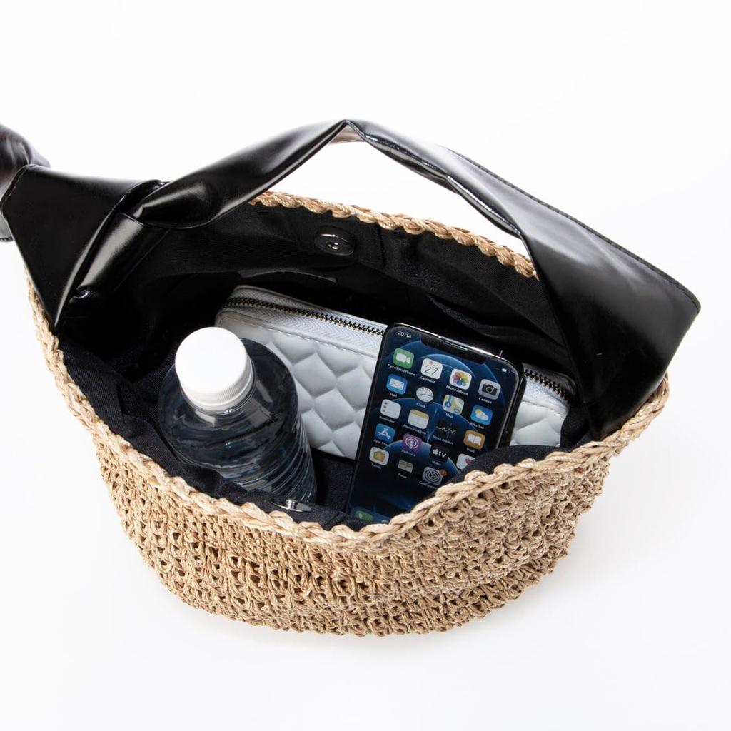 Kashkash Ribbon Handle Crochet Mini Tote Bag, 10-00-02830, Women's, Black