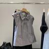 Retro Style Vintage Doll Collar Two-button Lapel Sleeveless Vest Top Women's New Style