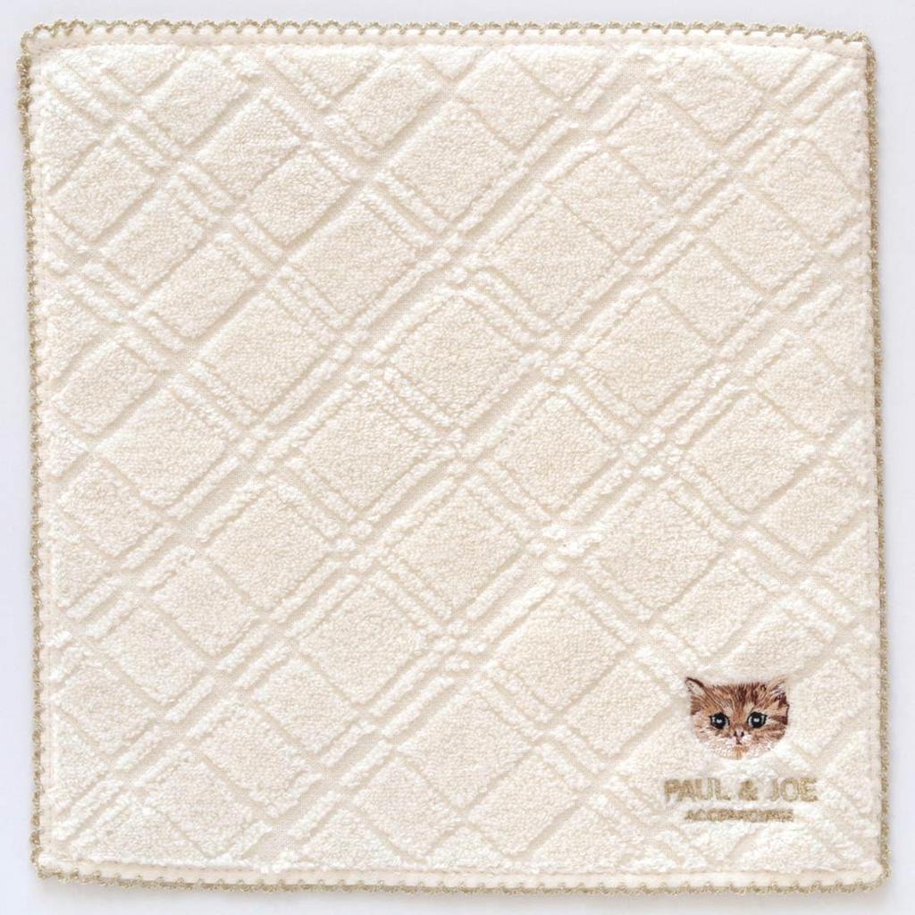 PAUL JOE ACCESSOIRES Towel Handkerchief with Nunet Embroidery Towel Hand Towel 25cm & (Ivory) Women's Approx. 000287-0007-02