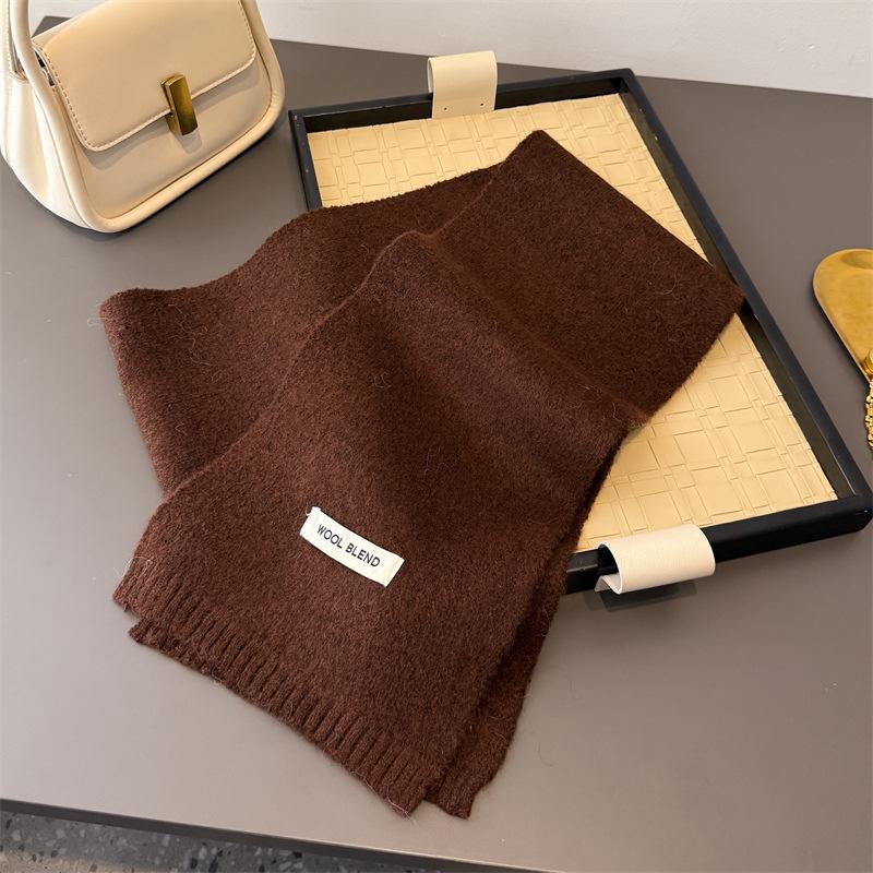 Luxury Korea Styles Solid Color Winter Warm Knitted Scarf Women Simple Shawls Lady Soft Wraps Neckerchief Cashmere Pashmina