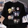 New Summer "Demon Slayer" Cartoon Print Pure Cotton Boys' and Girls' Round-neck Casual Short-sleeved Loose-fitting Shirt
