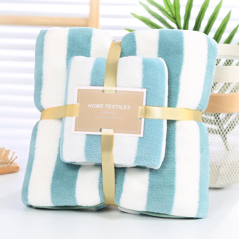 Coral Fleece Hemming, Wide Strip Towel, Towel Combination, Mother and Child Towel, High-density Water Absorption, Enlarged and Thickened