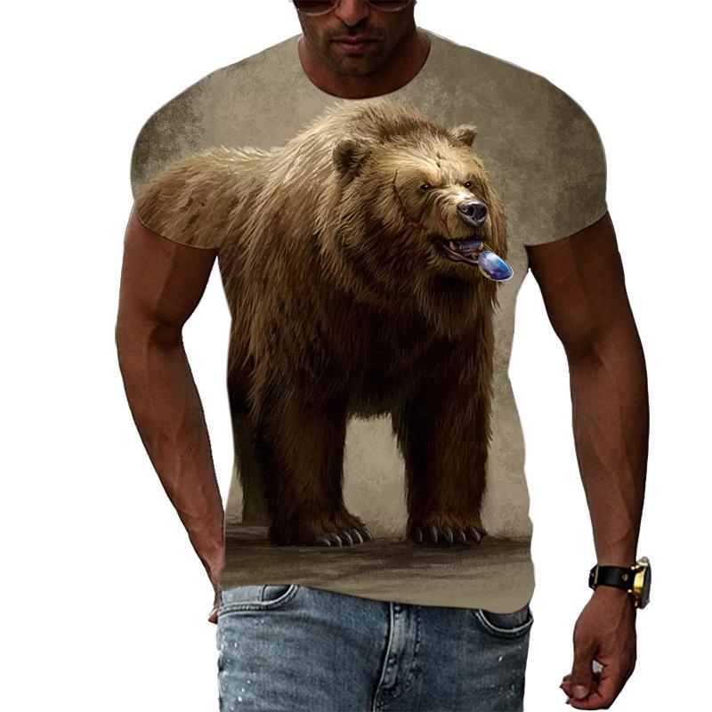 Animal Cool Bear 3D Printed T-shirt Fitness Street Fashion Casual Tops O-neck Short Sleeves Summer New Sports Clothes Tees Shirt