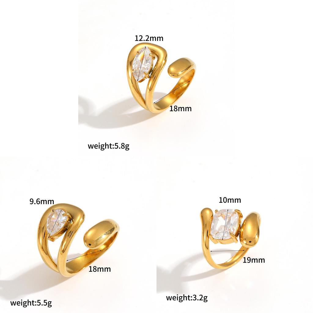 Geometric Stainless Steel Ring For Women With Electroplated Finish And Elegant Style For Fashion Accessories
