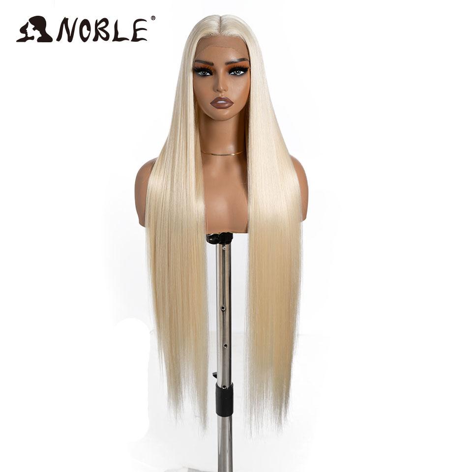 Noble Synthetic Lace Front Wigs For Women 38 Inch Straight Wig Lace Wig Ombre Blonde Lace Wigs Cosplay Straight Lace Front Wig