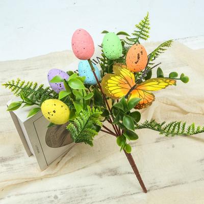 Artificial Easter Flower Foam Easter Egg Rabbit Flower Decor Spring Floral Stems Speckled Easter Plant Twig Branches for Easter