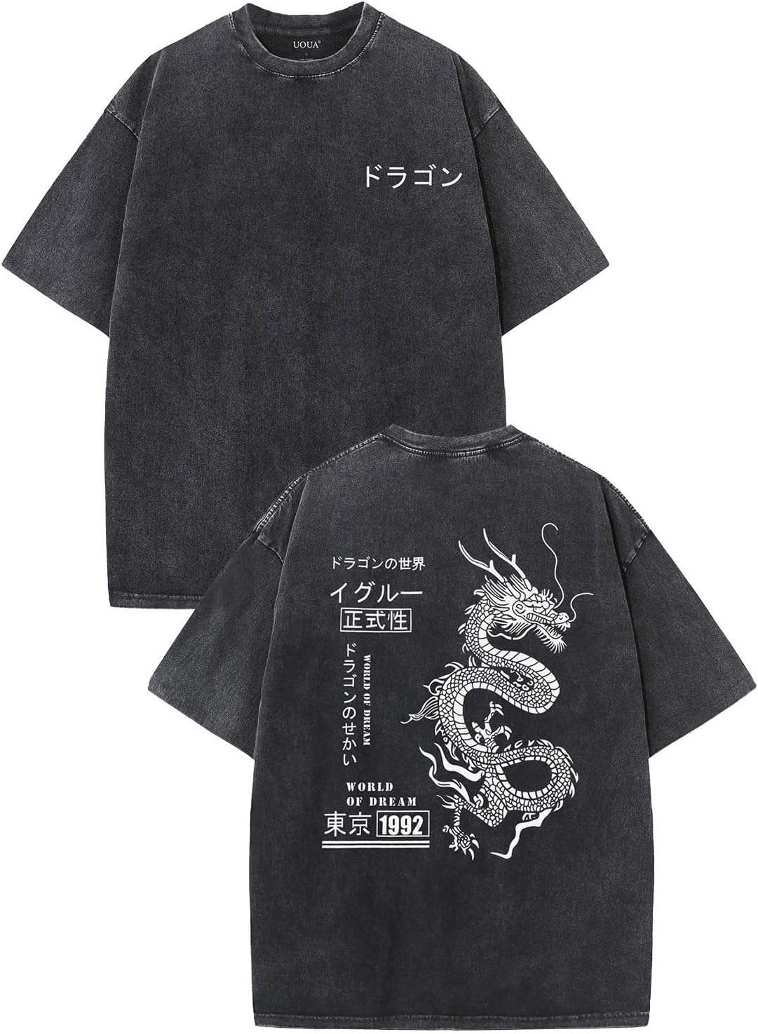 UOUA Herren Grafik-T-Shirts Vintage Oversized T-Shirts Lässig Säurewaschung Baumwolle Streetwear (S-2XL) 3XL bunt