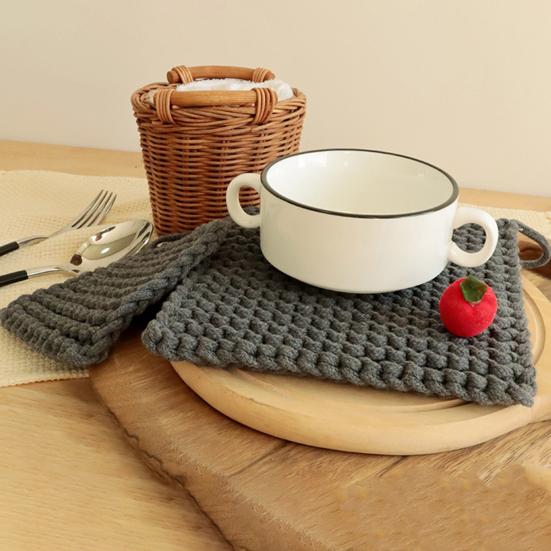 Handgeflochtener Baumwollseil Untersetzer Tischset Minimalistisches Quadratisches Tischset Hitzebeständig Rutschfest Wiederverwendbar Rustikales Küchen-Esszimmer-Dekor für Zuhause Restaurant