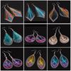 Böhmische Damen-Ohrringe, mehrfarbig, Seide, geometrisch, Wassertropfen, Haken, Schmuck, Geschenk