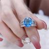Natural Topaz Deep Sea Blue Diamond Ring - Versatile Women’s Jewelry Gift