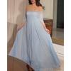 Spring Summer New Sexy High Waist Hot Drill Pearl Chiffon Banquet Evening Dress for Women European American Party