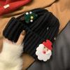 Soft Red Knitted Woolen Hat Woven Thickened Brimless Cap Personality Christmas Plush Cap  Women