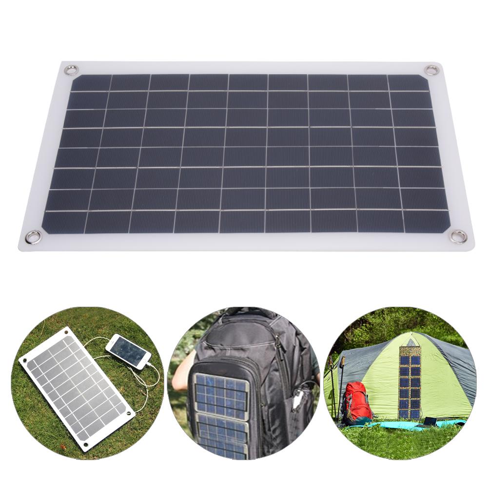 20W Solar Panel Charger Monocrystalline Silicon USB Dual DC Output for Charging 12V Battery