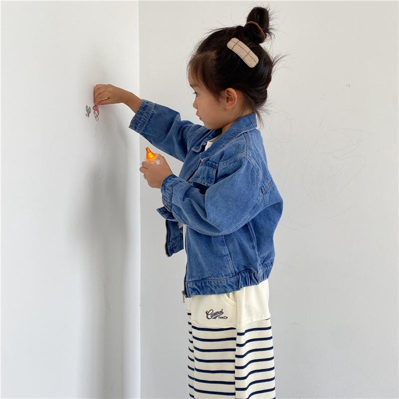 Korean Style Autumn Children's Heavy Duty Soft Denim Jacket - Boys & Girls Fashionable Workwear Zipper Jacket