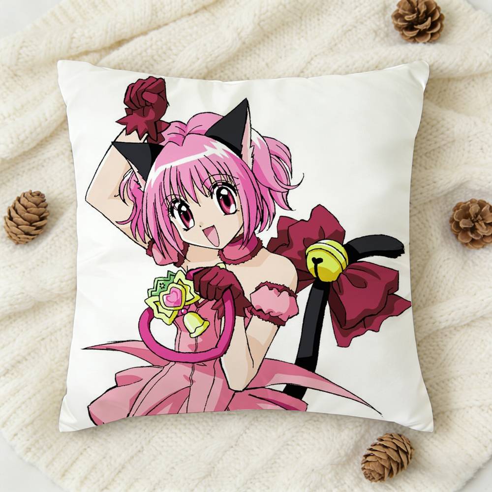 TTokyo Mew Mew Anime Doublesided Printed Square Decorative Cushion Cover for Sofa Living Room Home Decor