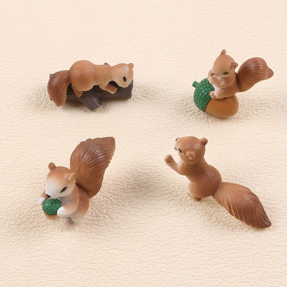 4Pcs/Set Squirrel Miniature Garden Accessories Squirrel Model Landscape Decoration