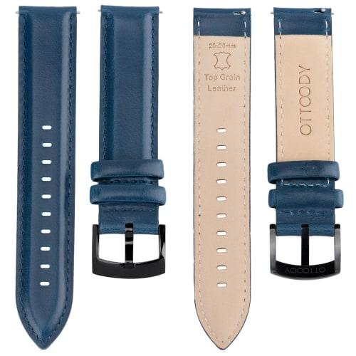 OTTOODY Watch Band, Genuine Leather Watch Strap, 18mm, 19mm, 20mm, 21mm, 22mm, Replacement Strap, Quick Release, No Tools Required, Elegant Calf Leath