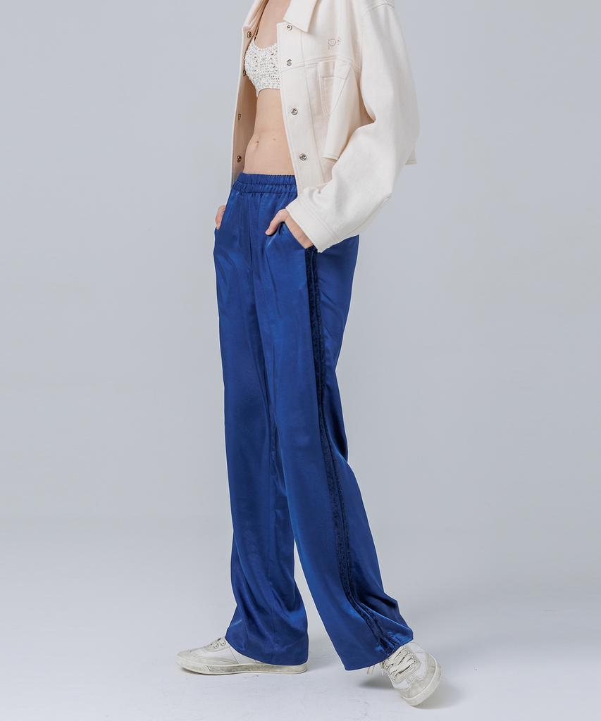 PAGE Satin Elastic Waist Pants _Dark Blue