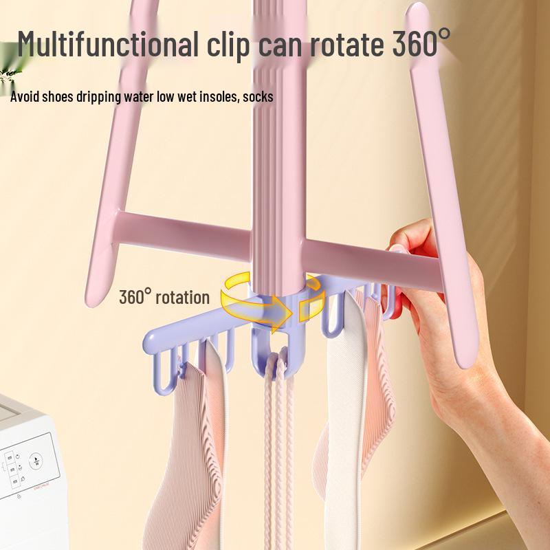Creative Windproof Rotating Shoe Drying Rack and Multifunctional Hanger for Balcony Storage