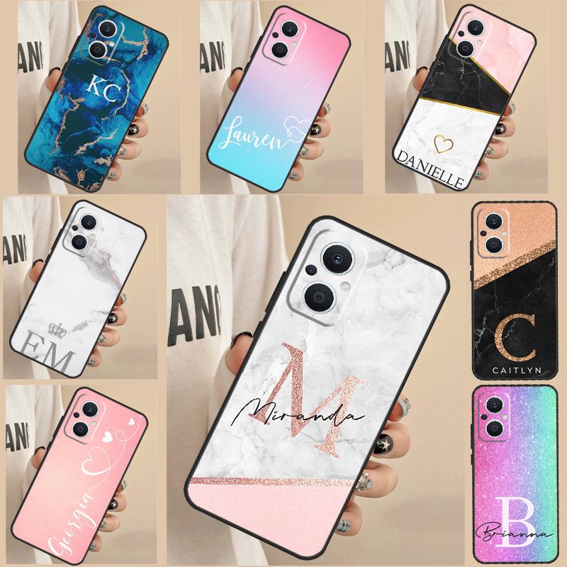Personalised custom name initials Phone Case For OPPO Find X3 Lite X5 X6 Pro X2 Neo Reno 3 4 5 6 7 8 Lite 4Z 5Z 2Z 8T Cover