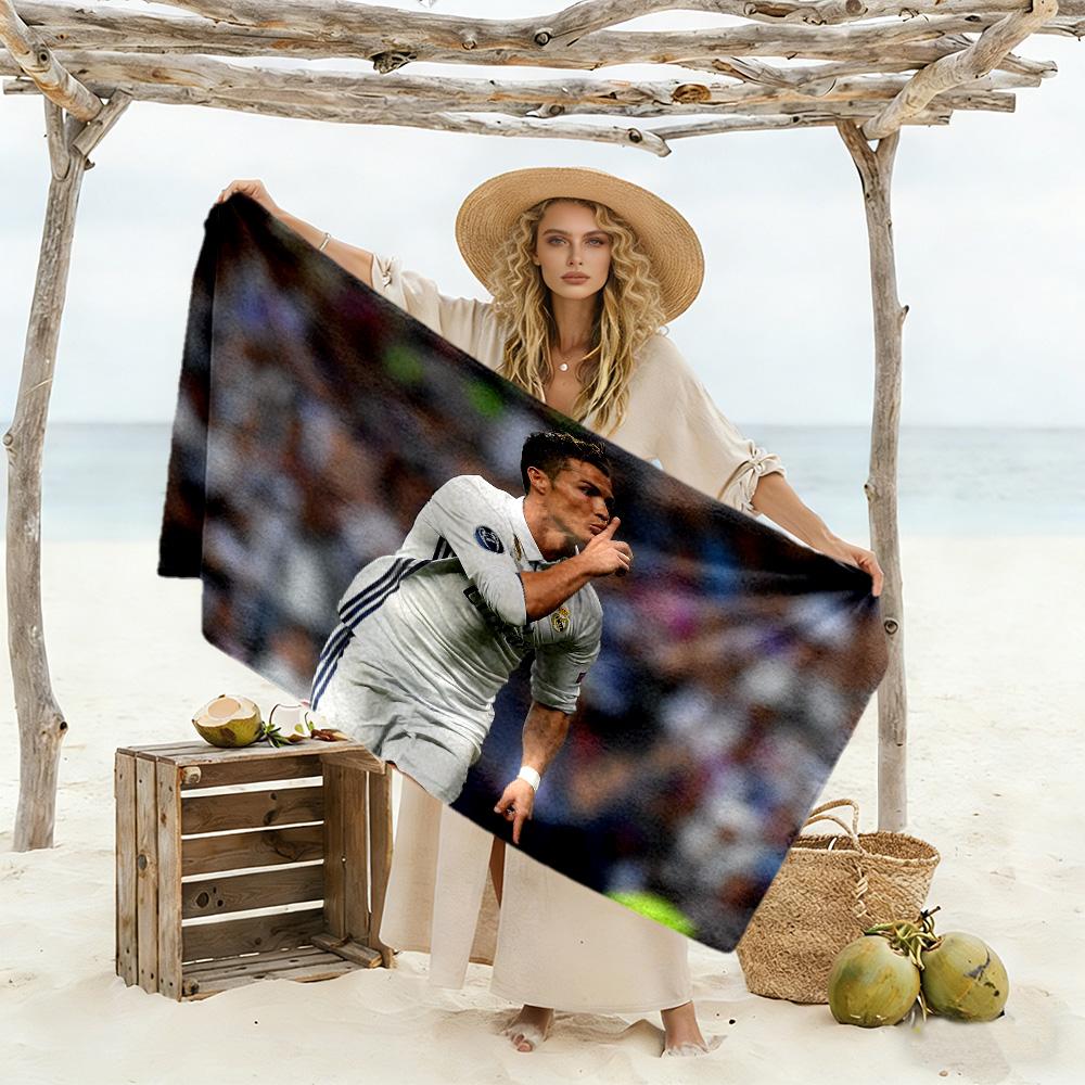 Ronaldo's Legacy Soccer Beach Towel Super Soft & Absorbent Comfortable Lightweight Suitable for Swimming, Gym, Camping, Yoga Vacation