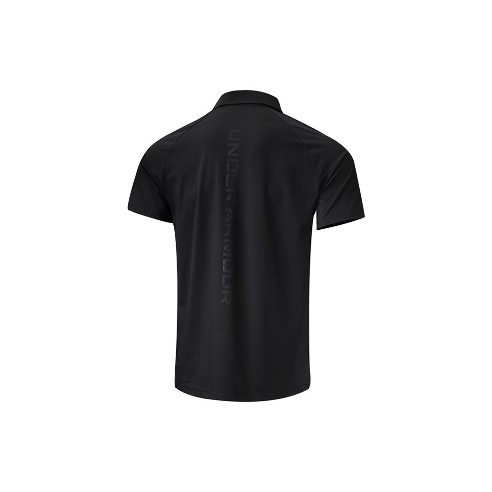 Under Armour SS22 Embossed Logo Sports Knit Polo Men Tops Black 22500515-001