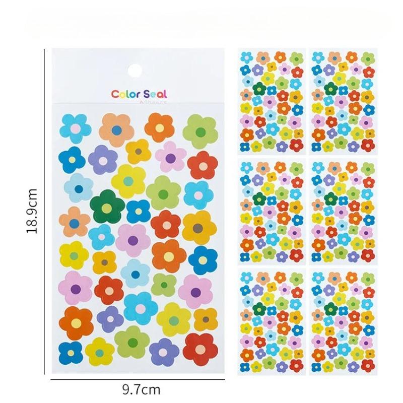 6 Sheets Per Pack Colorful Love Five Star Paper Decorative Stickers Diary Sticker DIY Album Stickers Student Stationery Stickers