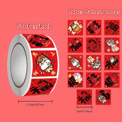 1/2/3 Roll Chinese New Year Year Of The Horse Seal Decorative Stickers Non-Drying Seal Stickers Gift Of Good Luck Fu Character
