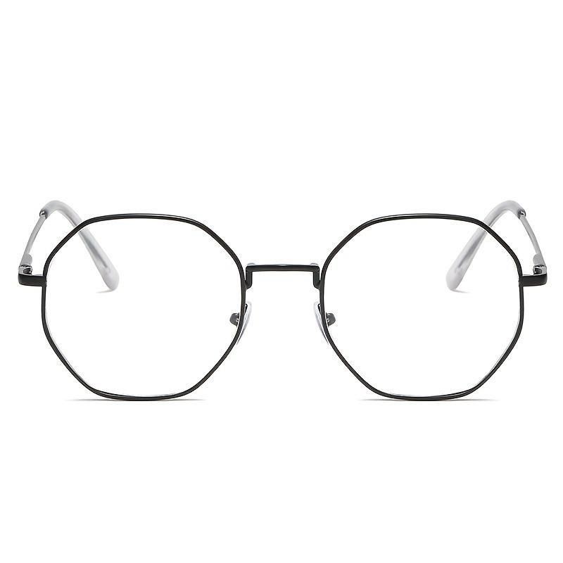 [Octagonal Polygon Frame Flat Mirror Glasses] Celebrity Octagonal Glasses Frame Personalized Polygon Anti-blue Light Flat Mirror