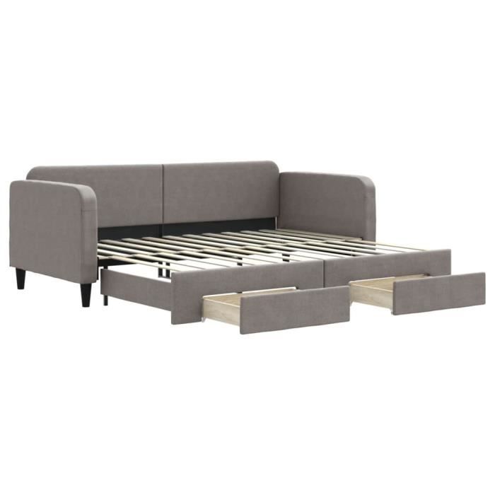 VidaXL Daybed with Trundle and Drawers Taupe 90x200 Cm Fabric 3196855