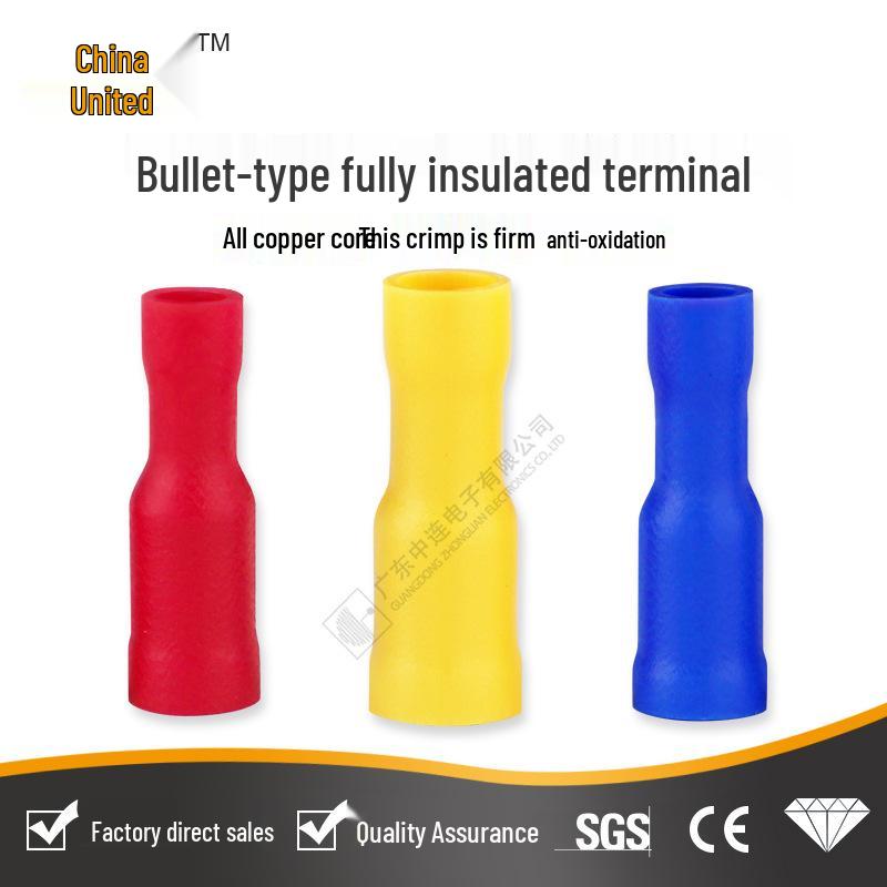 Zhonglian Cold Press Blue PVC Bullet-Type Pre-insulated Crimp Female TerminalSocket