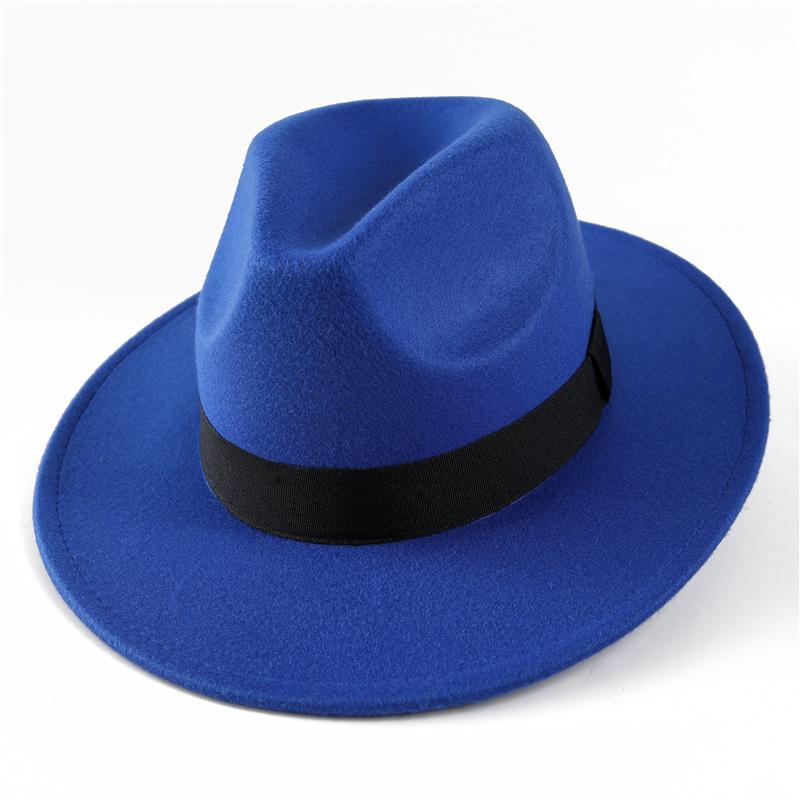 Autumn and winter woolen hat Shanghai beach retro black woolen hat gentleman's hat top hat British jazz hat