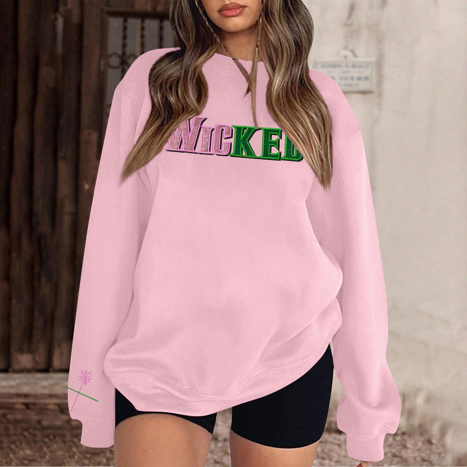 

Women s Casual Fashion Print Long Sleeve O-Neck Pullover Top Blouse M рожевий