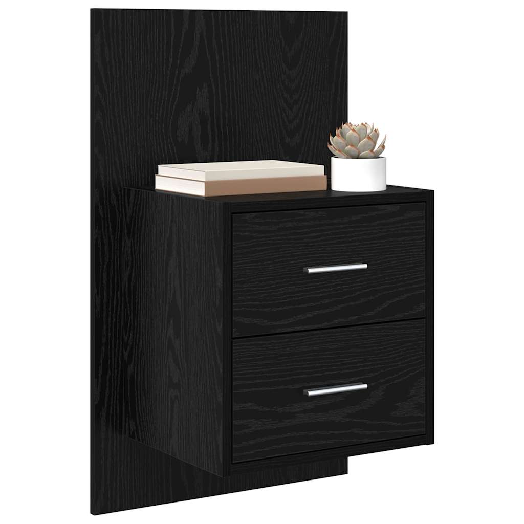 Wall Mounted Nightstand 2 Pcs Black Oak Effect