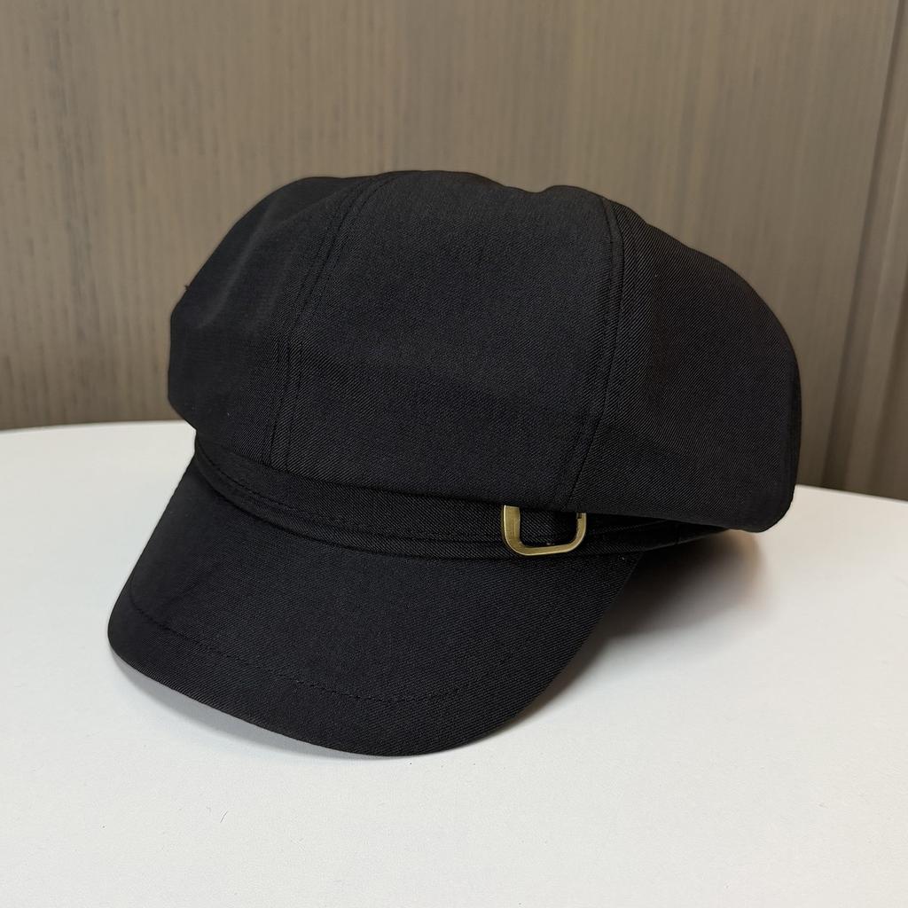 Stylish and simple octagonal hat women's spring and summer thin versatile face cap British style newsboy hat