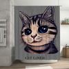 Whimsical Cat Shower Curtain Large Size Blue Eyes Kitten Print Bath Liner Perfect Gift for Cat Lovers