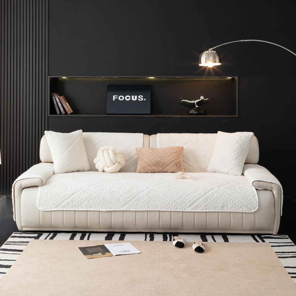 Shu Cotton Lint Sofa Cushion Autumn And Winter Nordic Simple Modern Leather Sofa Cover Thickened Seat Cushion Winter Non-Slip Cover
