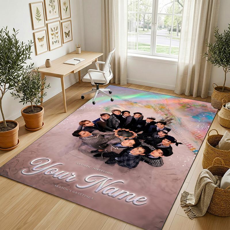 Personalized Crystal Velvet Carpet,SEVENTEEN Custom Printed Name, Plush Area Rug For Home Indoor Decor
