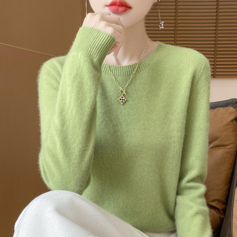 TIFICY Women's Fashion Casual Fall Winter Solid Color Print Long Sleeve O-Neck Sweaters