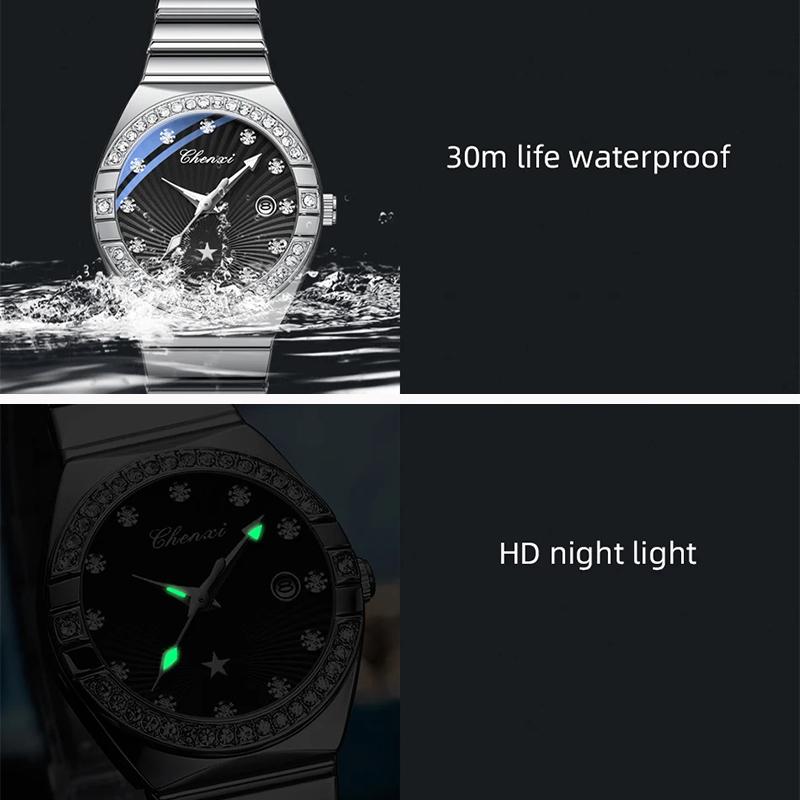 New Women Watch Round Quartz Diamond-Studded Wristwatch Date Luminous Waterproof Stainless Steel Watch Ladies Gift Relojes Para