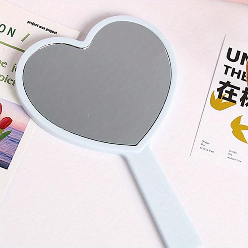 Heart Shaped Travel Hand-Held Mirror, Heart Shaped Makeup Hand Mirror with Handle, Portable Travel Mirror, Suitable for Gifts on Valentine's Day