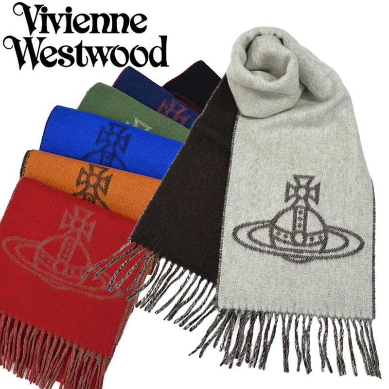 Vivienne Westwood Reversible Scarf with Carry Ribbon and 7 Colors (81030006) Bag, Wrapping, Case, (C409 Terracotta/Green) [Used]